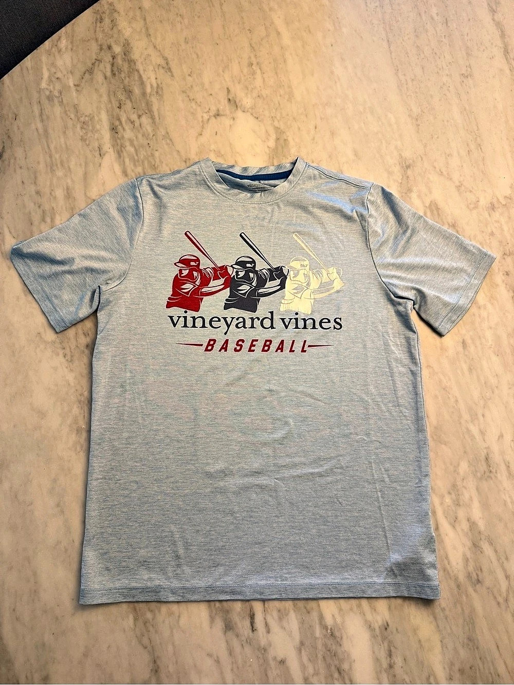 Vineyard Vines Baseball Performance Tee Blue Youth Large